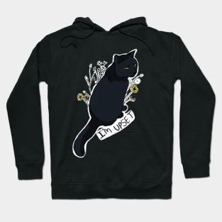 Funny black cat with flowers is upset Hoodie